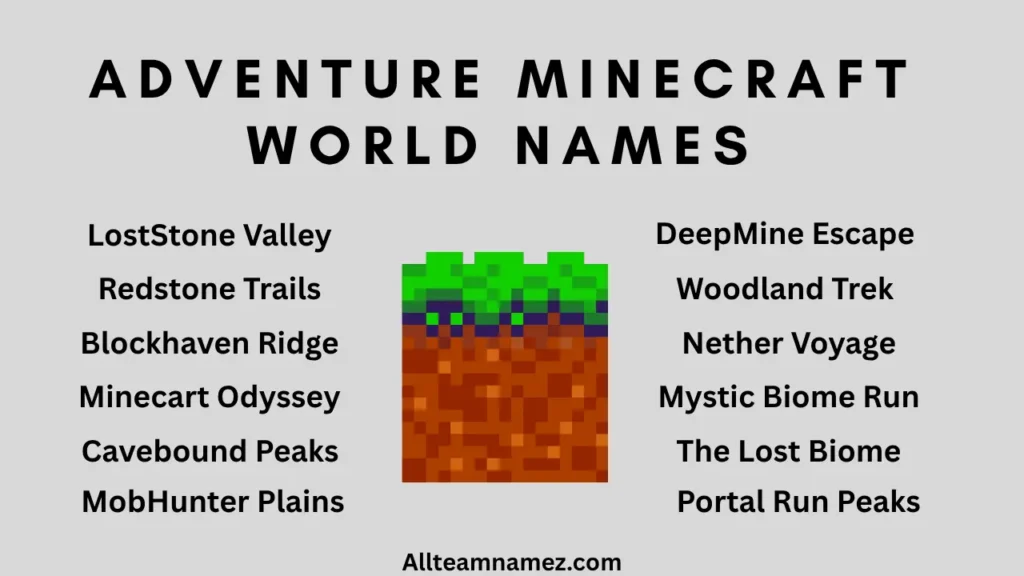 Adventure Minecraft World Names