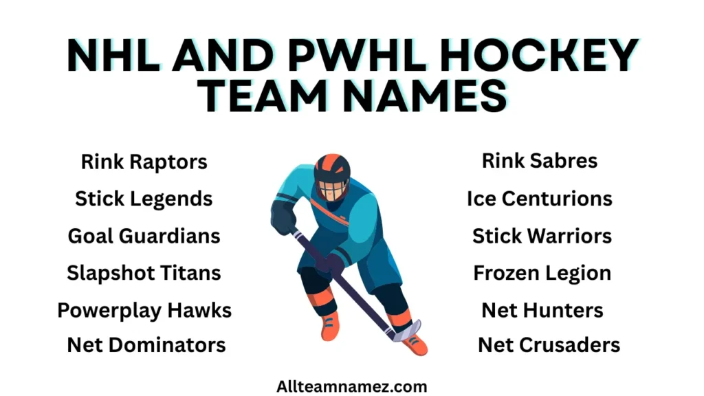 NHL and PWHL Hockey Team Names