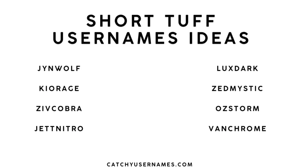 Short Tuff Usernames Ideas