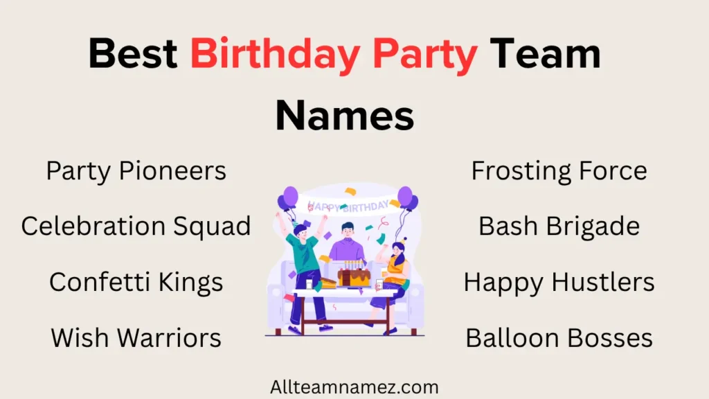 Best Birthday Party Team Names